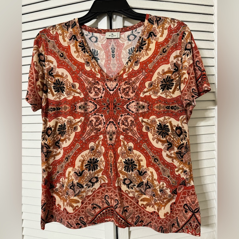 Etro Paisley Short Sleeve Cotton Shirt